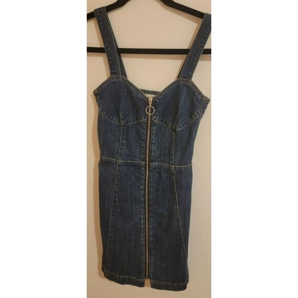 H&M Size2 Jean Mini Dress Denim Dress Zip Y2K Cowgirl Rodeo Rockabilly Festival - Picture 3 of 9